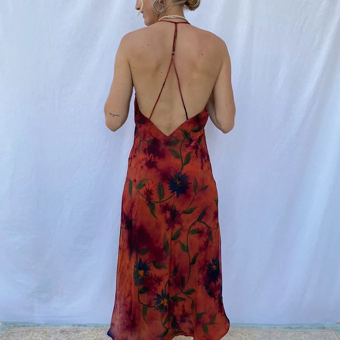Summer Dress - M/L - orange flowers