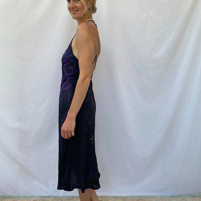 Summer Dress - S/M - purple embroidery