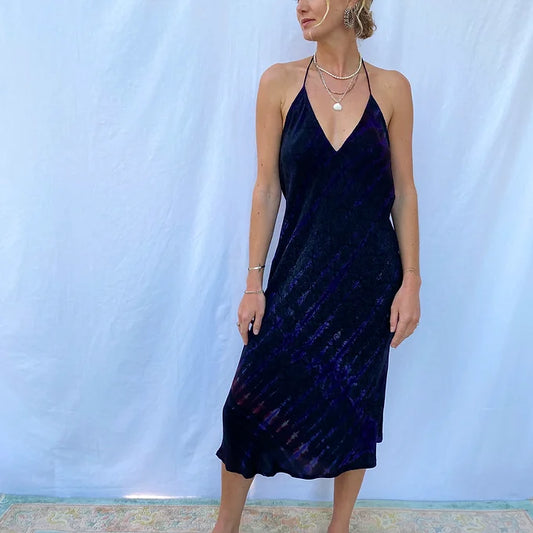 Summer Dress - M/L - black purple