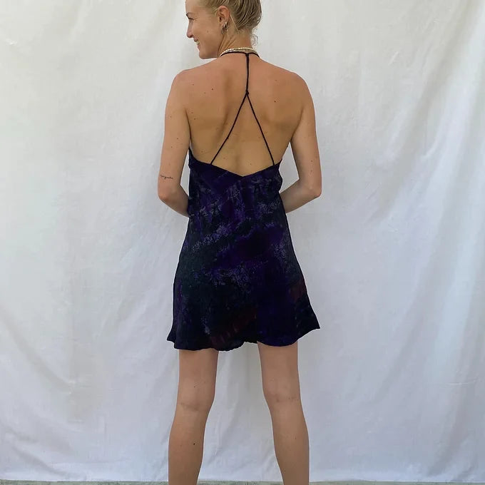 Mini Summer dress - M/L - black purple