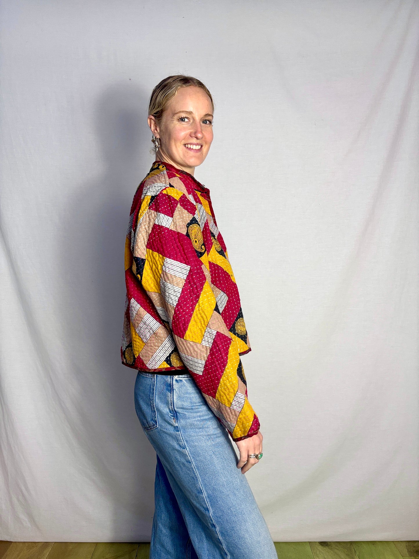 REVERSIBLE KANTHA CROP JACKET | Let yourself play