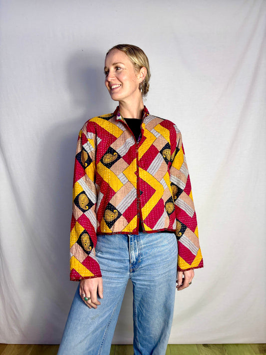 REVERSIBLE KANTHA CROP JACKET | Let yourself play