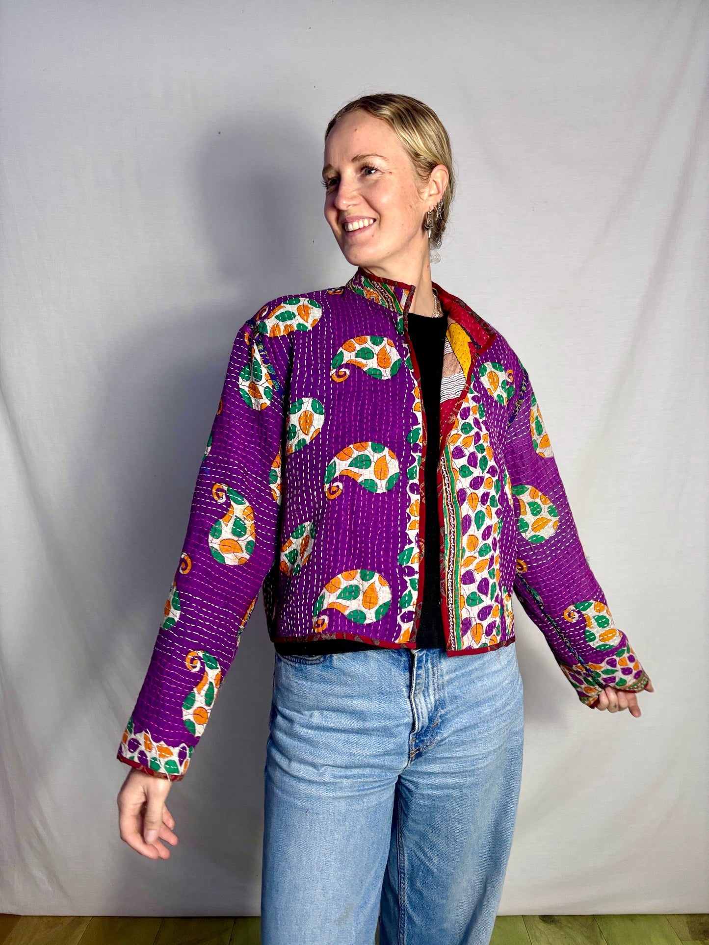 REVERSIBLE KANTHA CROP JACKET | Let yourself play