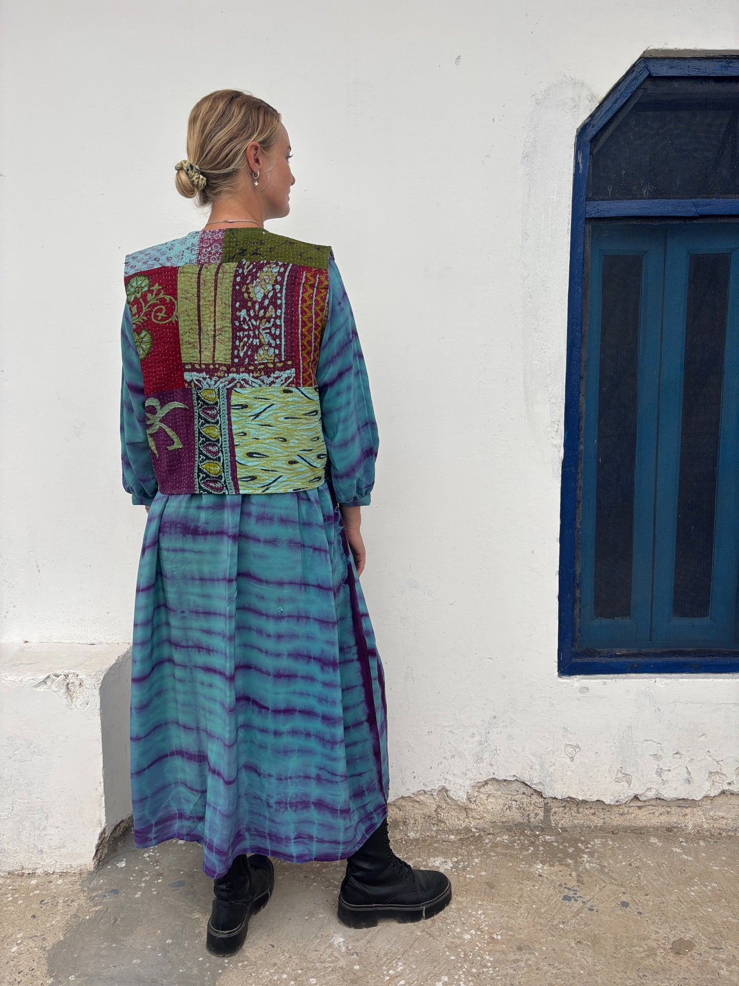 KANTHA WAISTCOAT | Aqua