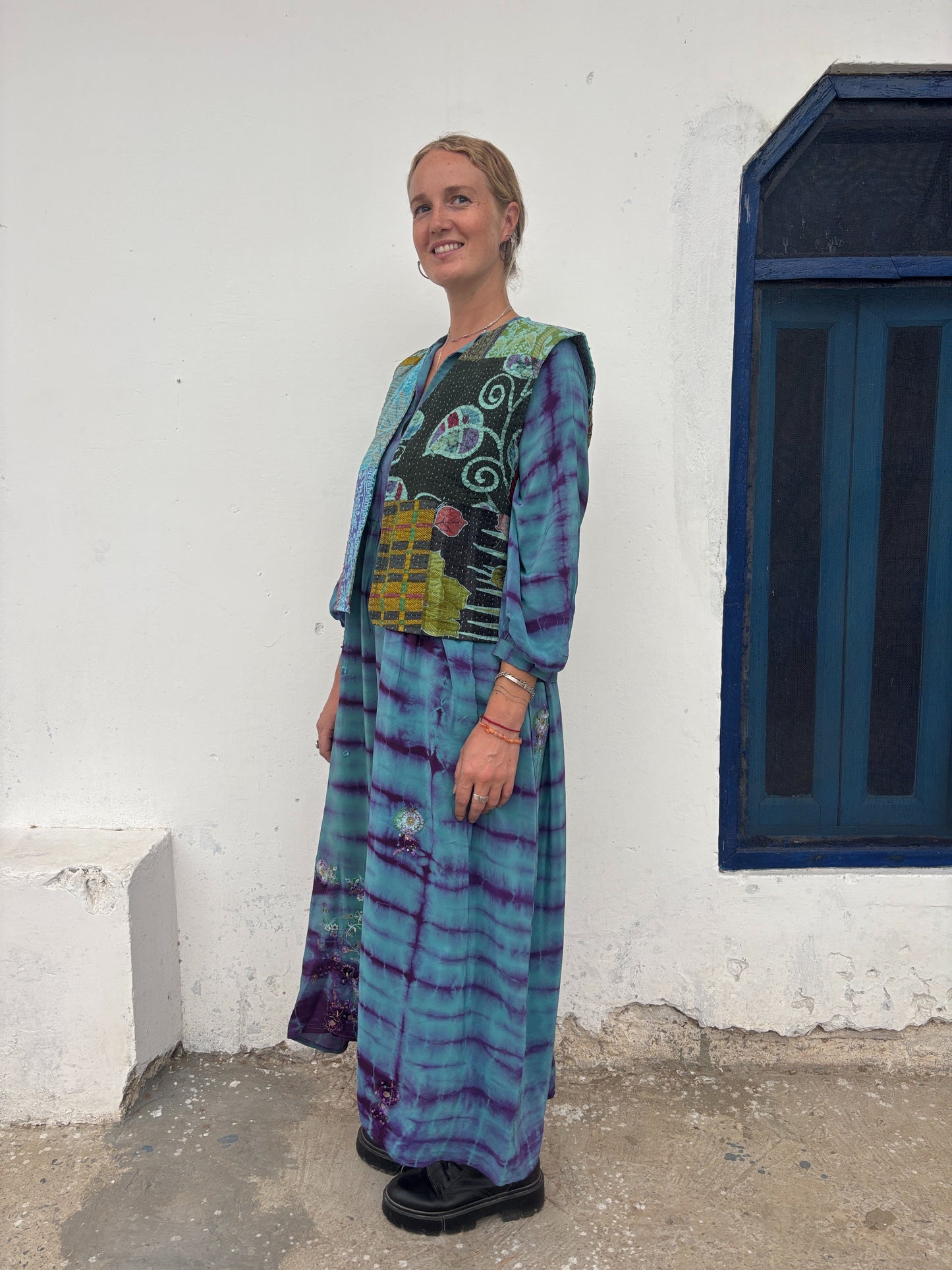 KANTHA WAISTCOAT | Aqua