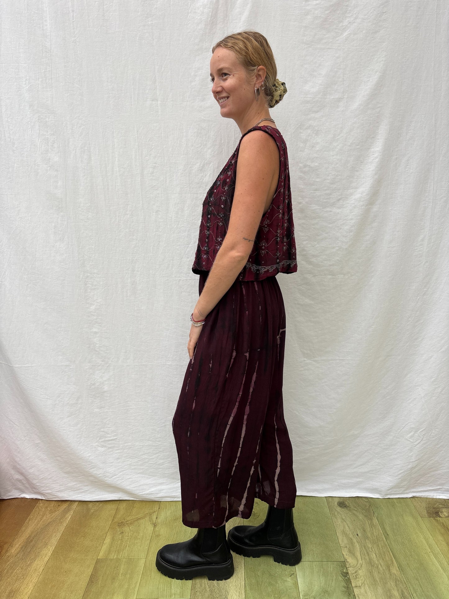 SILK TROUSERS | Short ~ Garnet