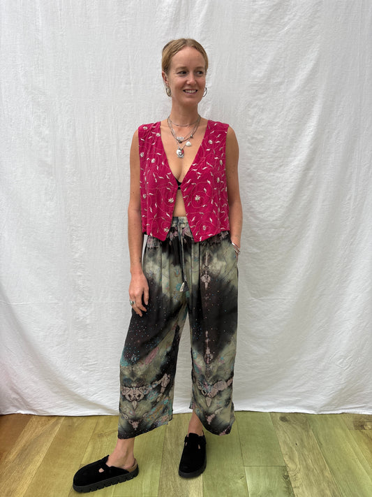 SILK WAISTCOAT | M/L ~  Fuchsia