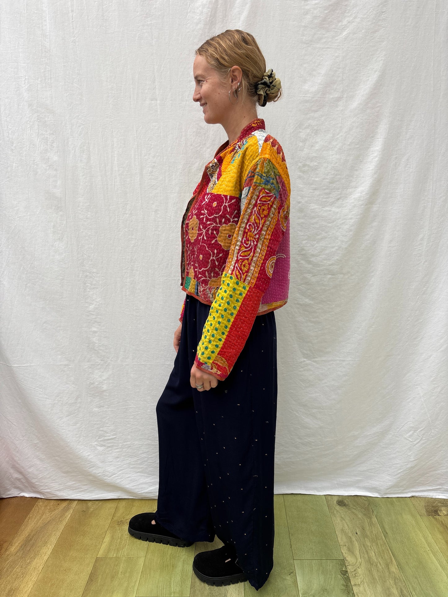 REVERSIBLE KANTHA CROP JACKET | Patchwork