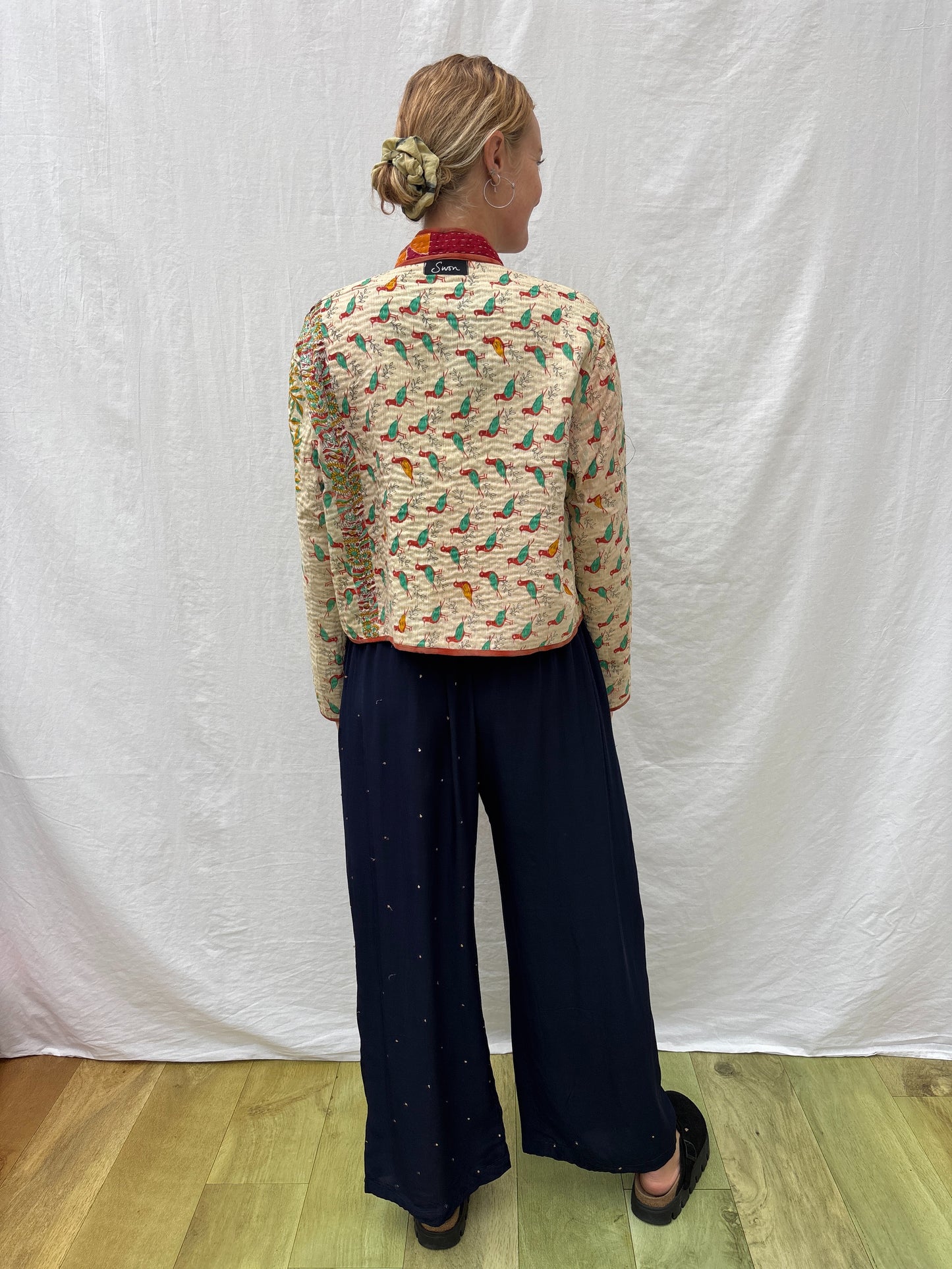REVERSIBLE KANTHA CROP JACKET | Patchwork