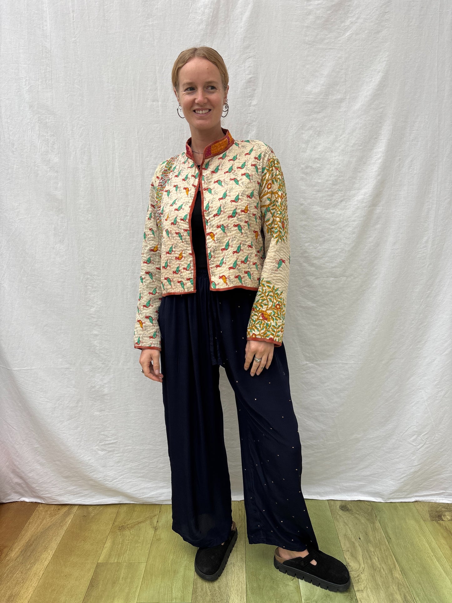 REVERSIBLE KANTHA CROP JACKET | Patchwork