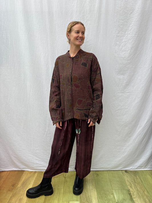 KANTHA ZIP BOMBER | Coffee