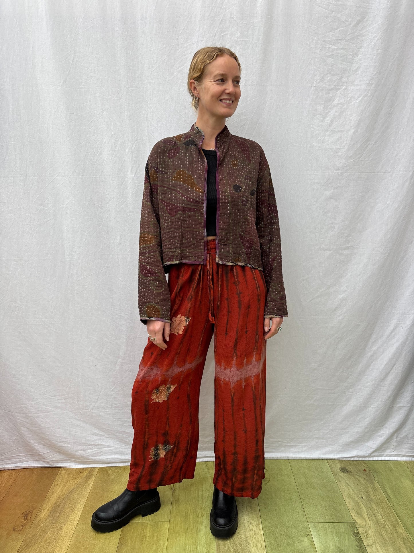 KANTHA CROP JACKET | Coffee