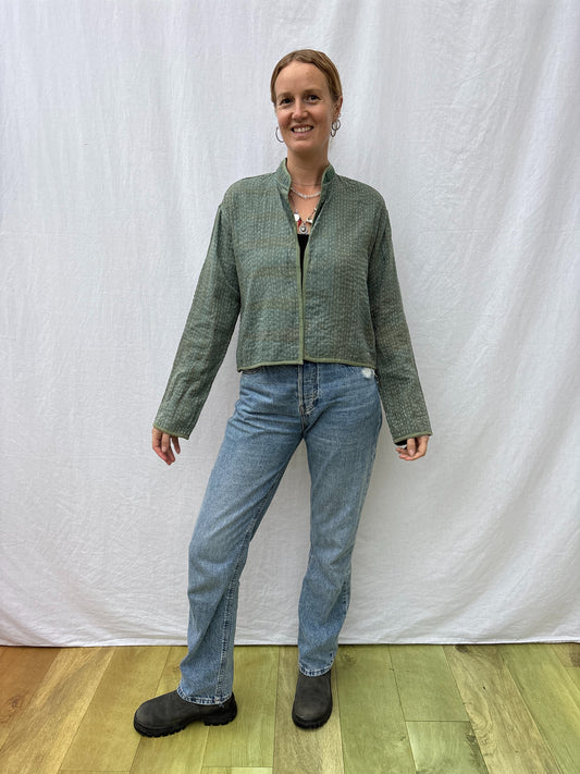 KANTHA CROP JACKET | Flowing