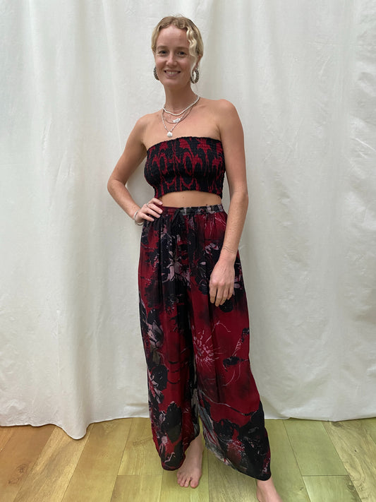 SILK TROUSERS | Red rose ~ short
