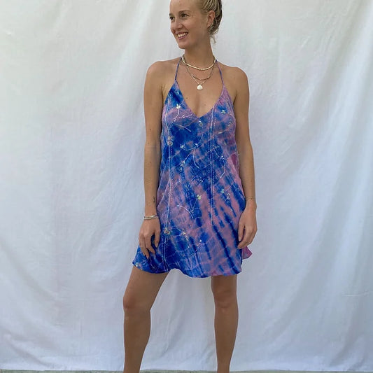 Mini Summer dress - M/L - pink blue
