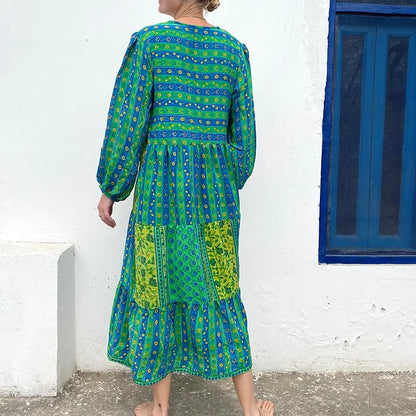 BOHO DRESS | Green cottage ~ M