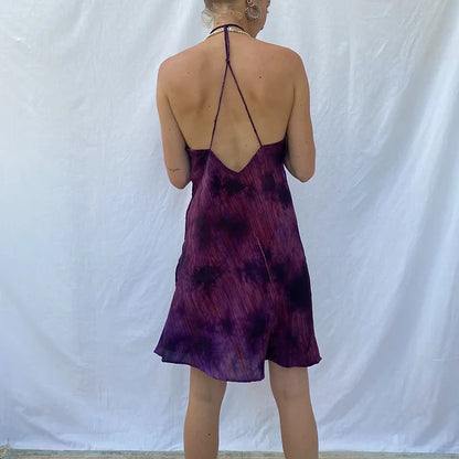 Mini Summer dress - M/L - purple stripe