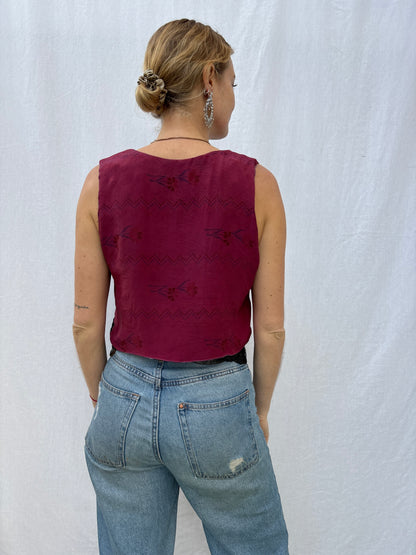 SILK WAISTCOAT | S/M ~ Raspberry