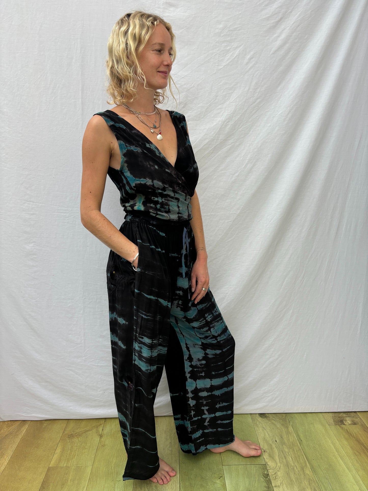 SILK TROUSERS | Long ~ Aqua