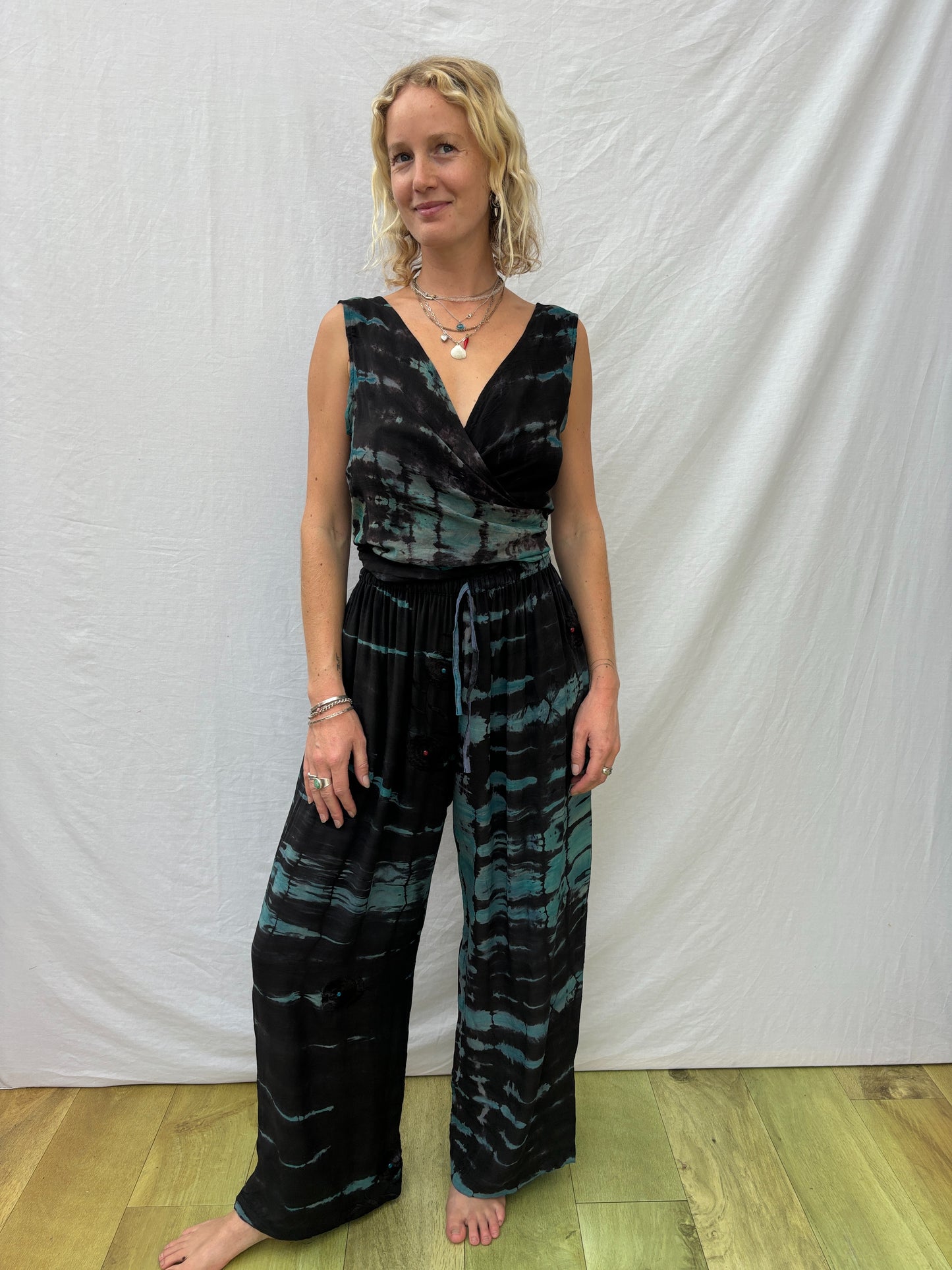 SILK TROUSERS | Long ~ Aqua
