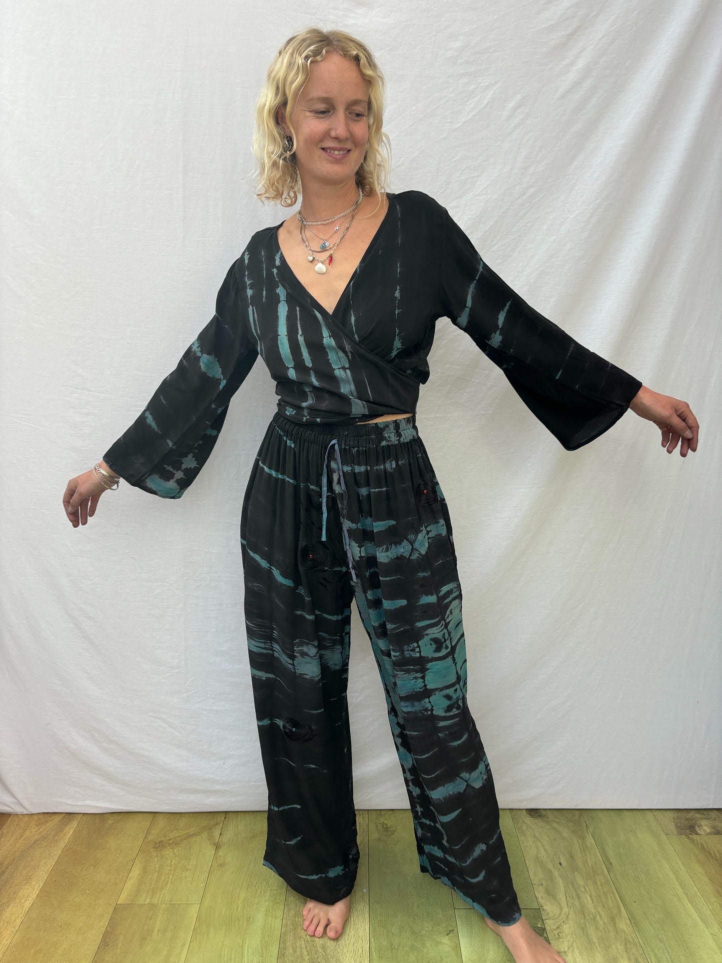 SILK TROUSERS | Long ~ Aqua