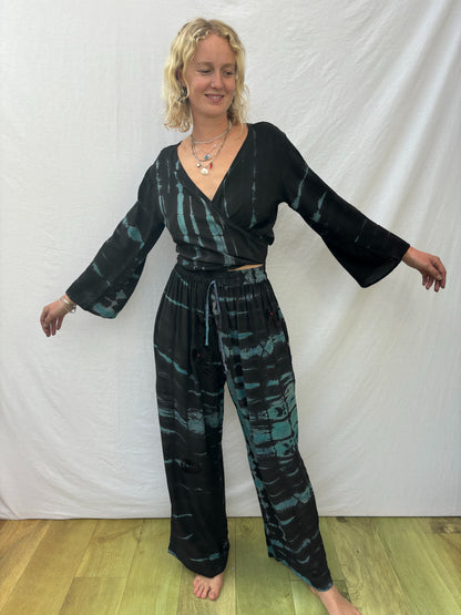 SILK TROUSERS | Long ~ Aqua