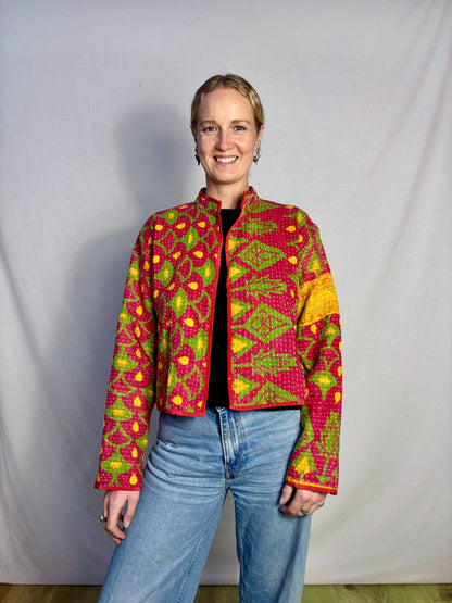 REVERSIBLE KANTHA CROP JACKET | Good Vibrations