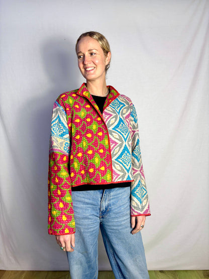 REVERSIBLE KANTHA CROP JACKET | Good Vibrations