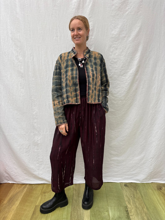 REVERSIBLE KANTHA CROP JACKET | Chances