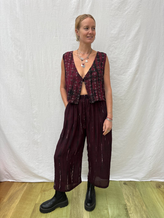 SILK TROUSERS | Short ~ Garnet
