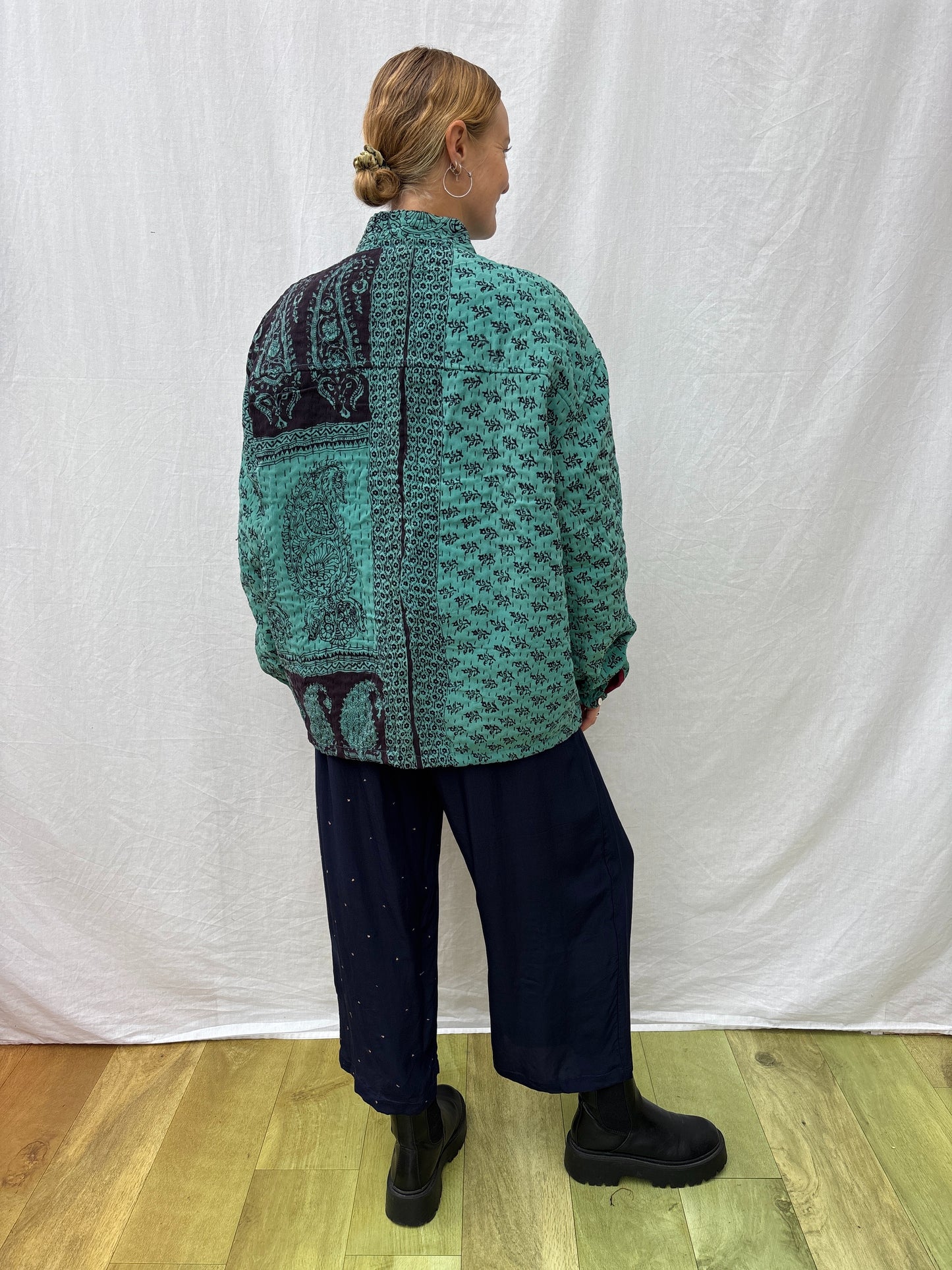 KANTHA ZIP BOMBER | Silk