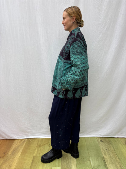 KANTHA ZIP BOMBER | Silk