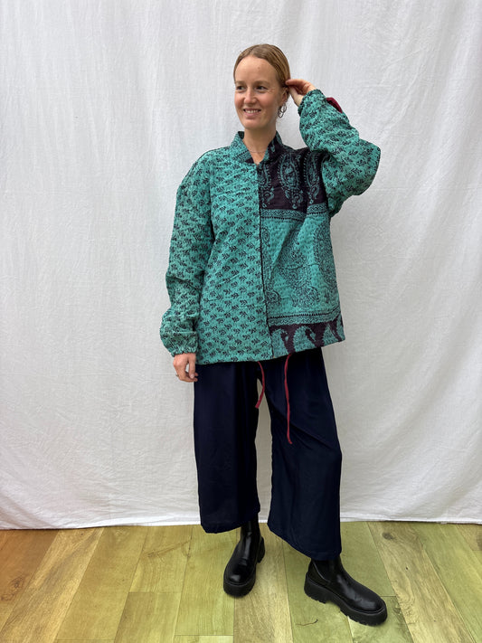 KANTHA ZIP BOMBER | Silk