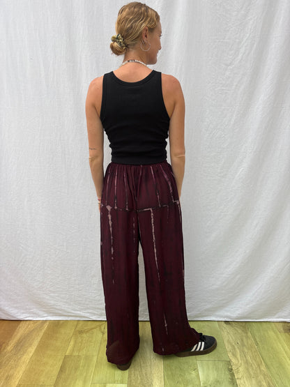SILK TROUSERS | Long ~ Cranberry